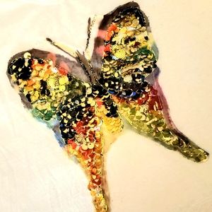 Sequinsed Butterfly White Top